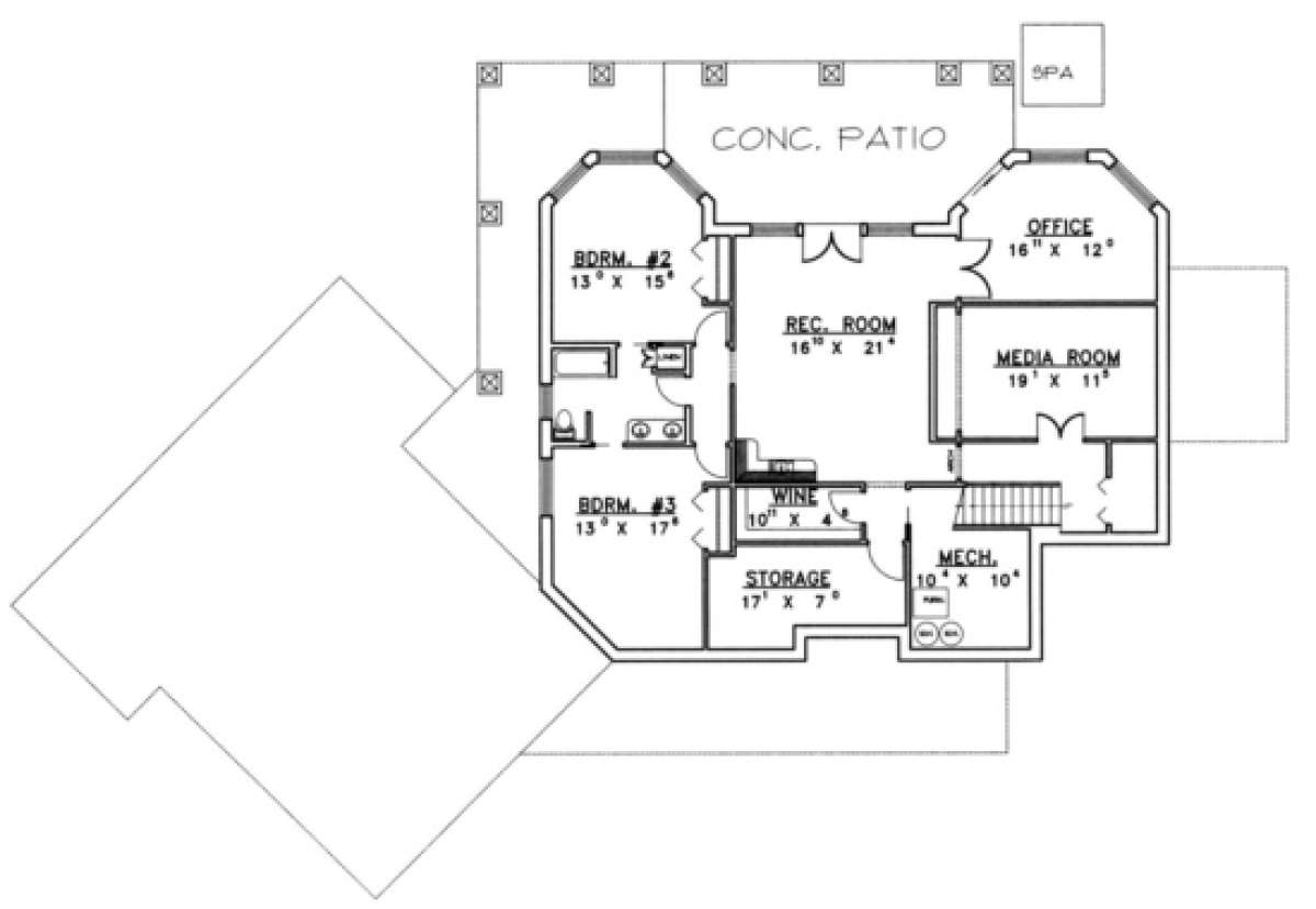 Basement Floor for House Plan #039-00153