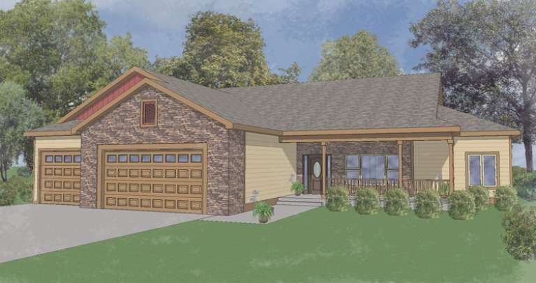 Ranch House Plan #5244-00002 Elevation Photo