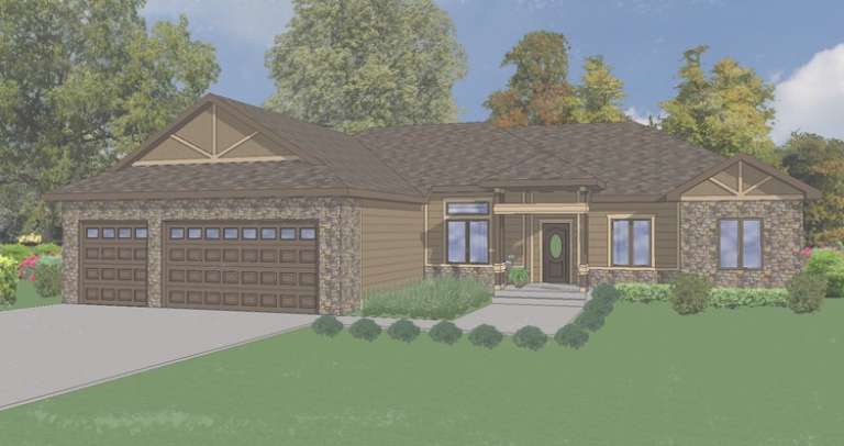 Ranch House Plan #5244-00006 Elevation Photo