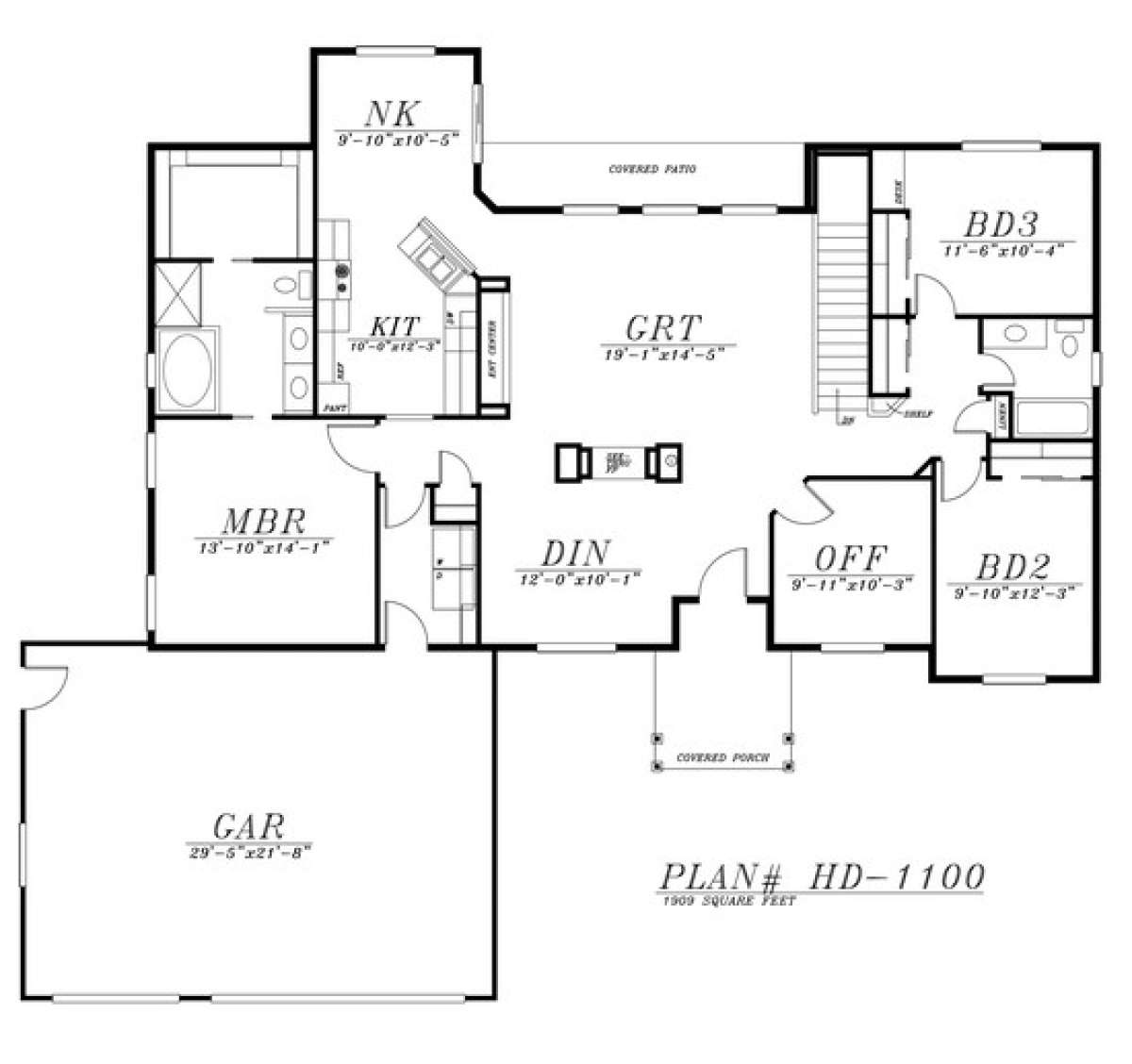 Floorplan 1 for House Plan #5244-00006