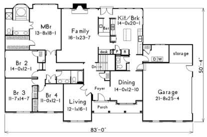 Floorplan1 for House Plan #5633-00002