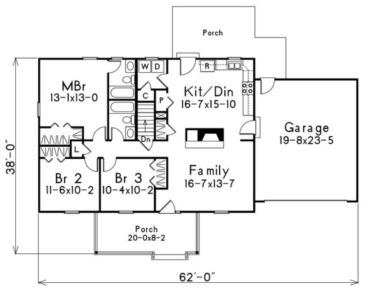 Floorplan 1 for House Plan #5633-00006