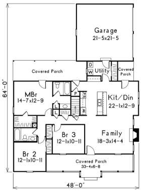Floorplan 1 for House Plan #5633-00007