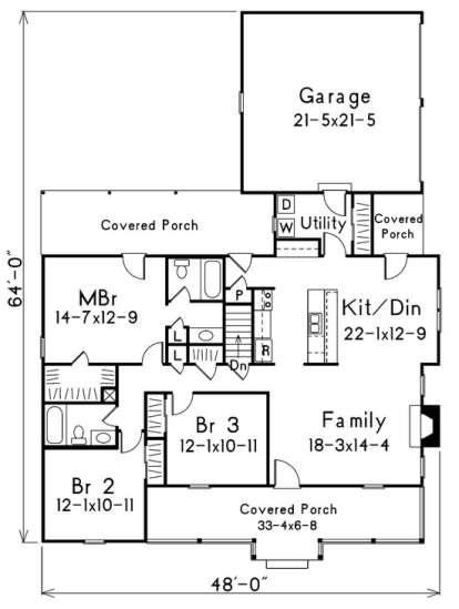 Floorplan 1 for House Plan #5633-00007