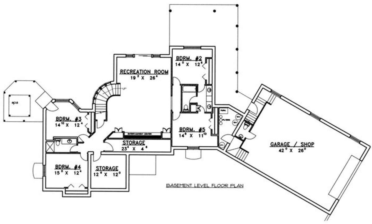 Basement Floor for House Plan #039-00166
