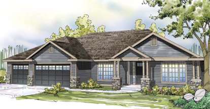 Ranch House Plan #035-00585 Elevation Photo