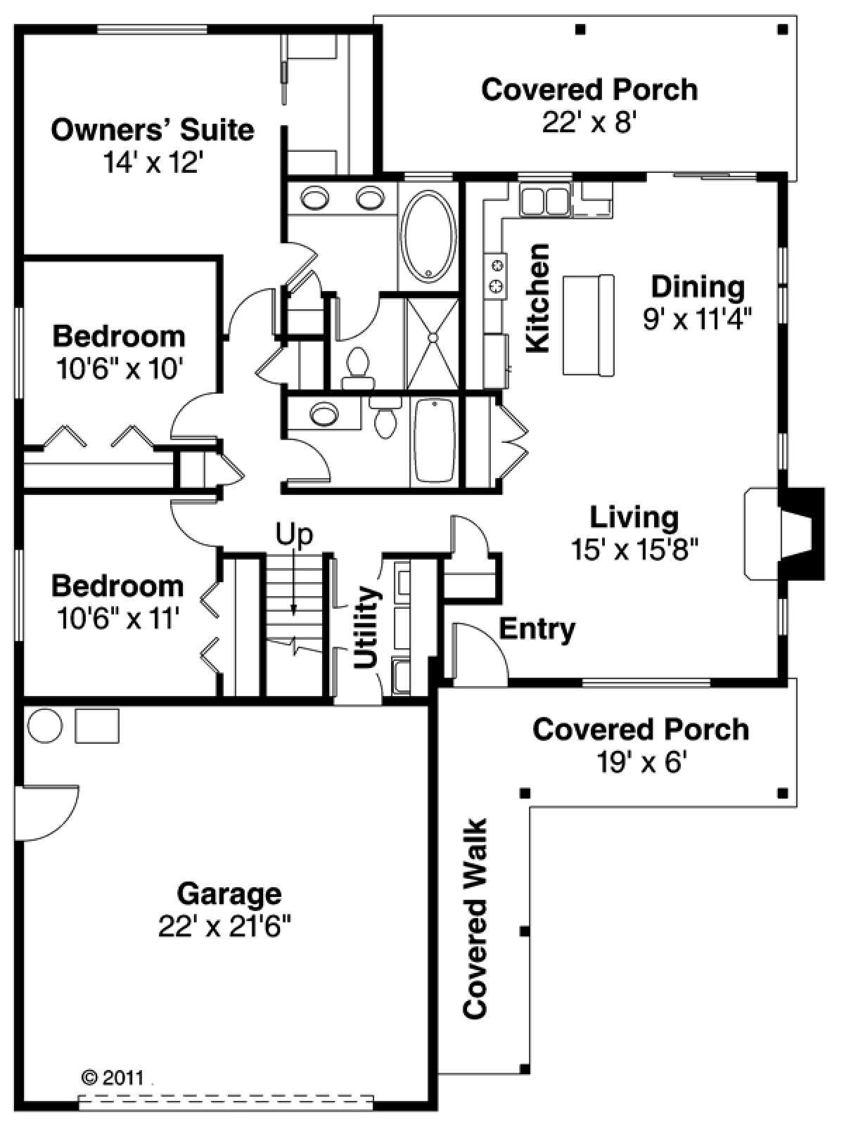 Floorplan 1 for House Plan #035-00591