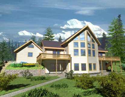 Lake Front House Plan #039-00167 Elevation Photo