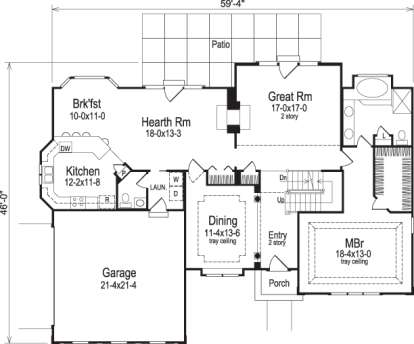 Floorplan 1 for House Plan #5633-00033