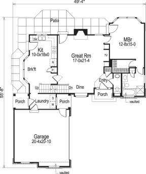 Floorplan 1 for House Plan #5633-00052