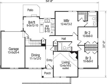 Floorplan1 for House Plan #5633-00062
