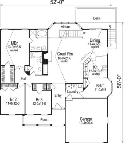 Floorplan 1 for House Plan #5633-00070
