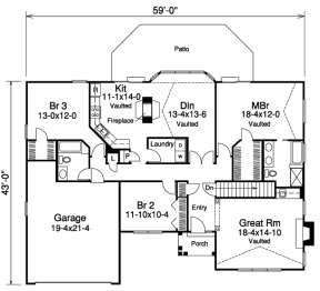 Floorplan 1 for House Plan #5633-00105