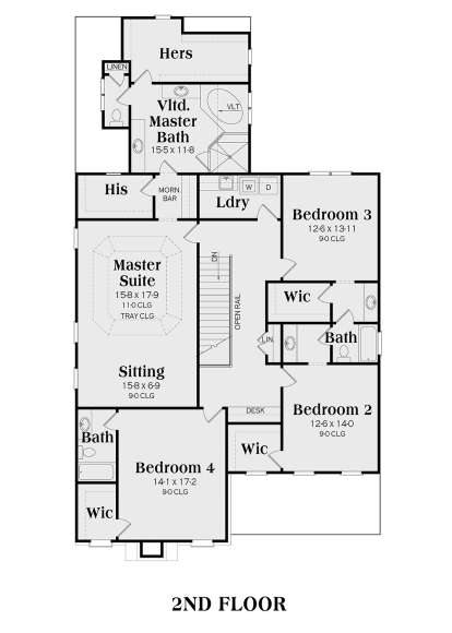 Second Floor for House Plan #009-00199