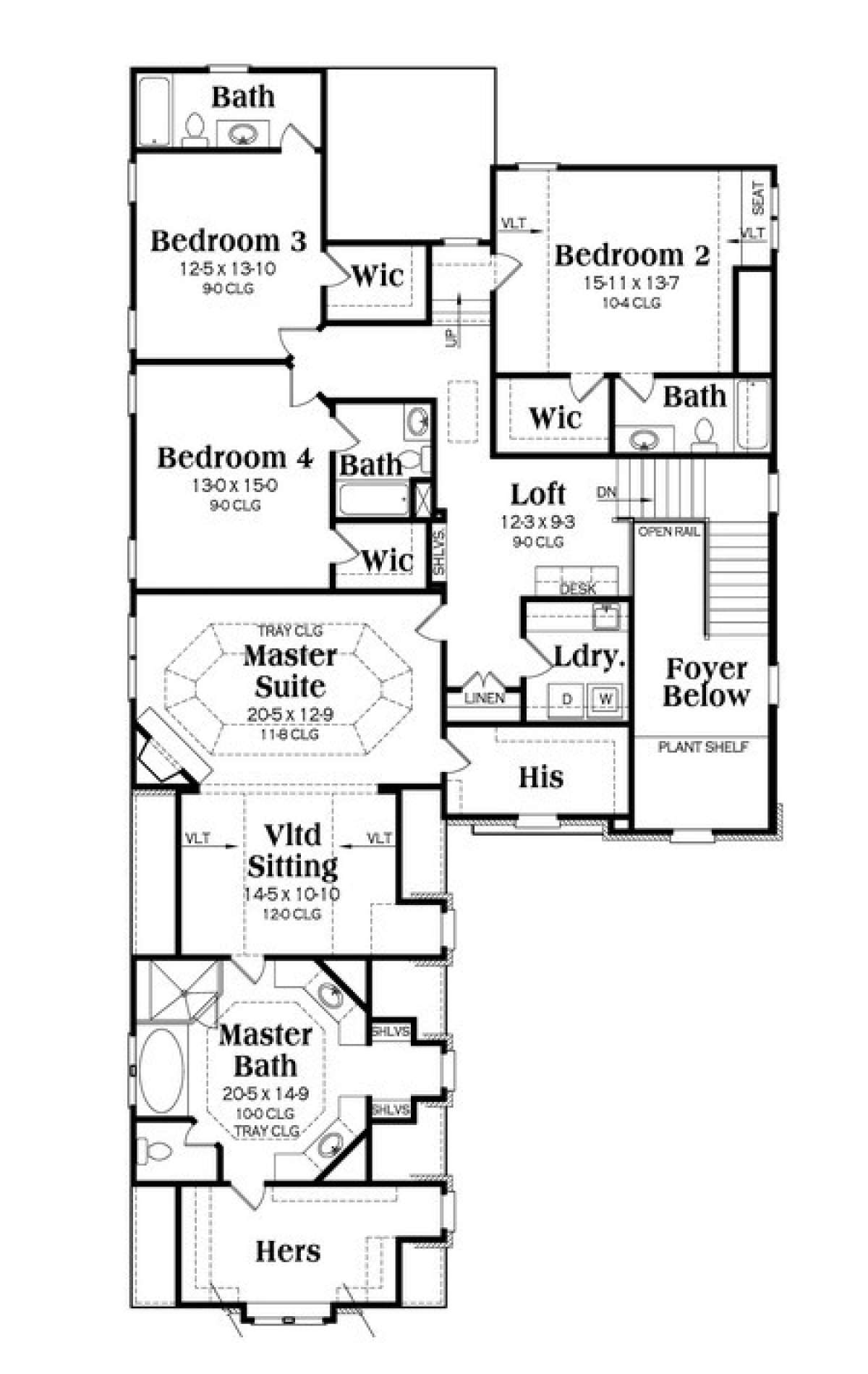Second Floor for House Plan #009-00202