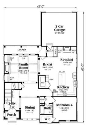 Main Floor for House Plan #009-00203