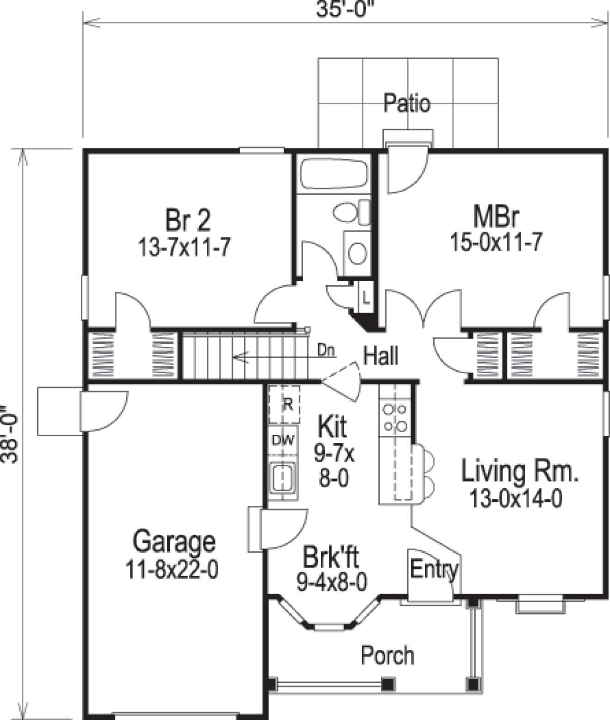 Floorplan 1 for House Plan #5633-00119