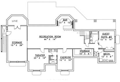 Basement Floor for House Plan #039-00181
