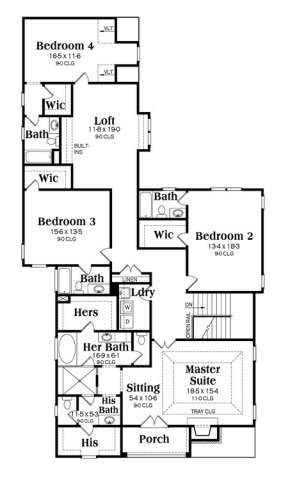 Second Floor for House Plan #009-00204