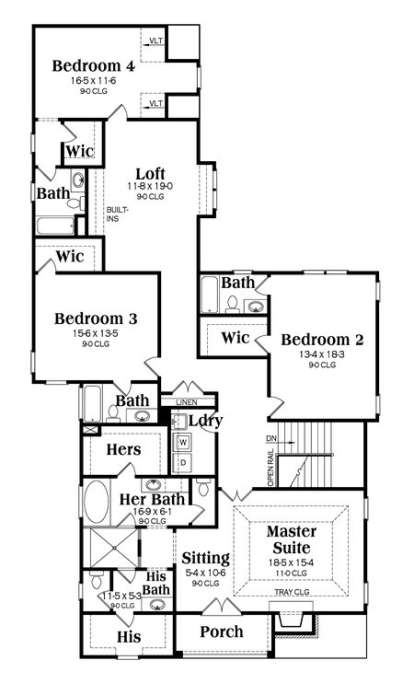 Second Floor for House Plan #009-00204