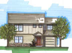 Narrow Lot House Plan #5631-00030 Elevation Photo