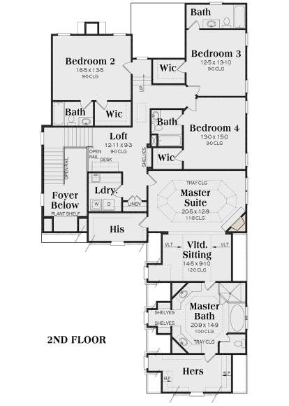 Second Floor for House Plan #009-00206