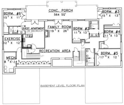 Basement Floor for House Plan #039-00184