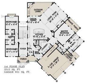 Floorplan 1 for House Plan #699-00037