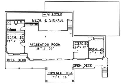 Basement Floor for House Plan #039-00185