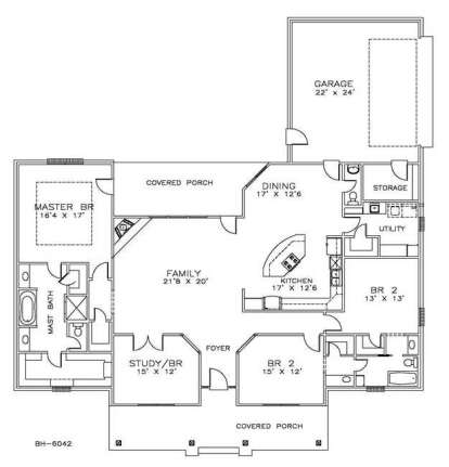 Floorplan1 for House Plan #6471-00015