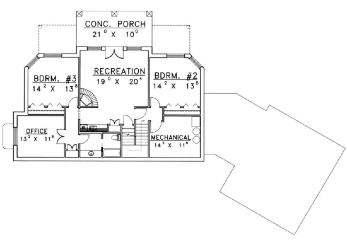 Basement Floor for House Plan #039-00189