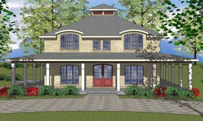 Coastal House Plan #6471-00038 Elevation Photo