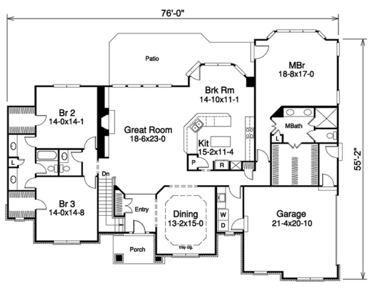 Floorplan 1 for House Plan #5633-00127
