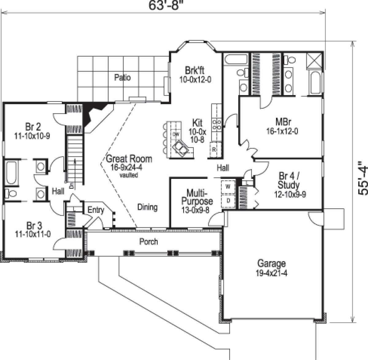 Floorplan 1 for House Plan #5633-00130