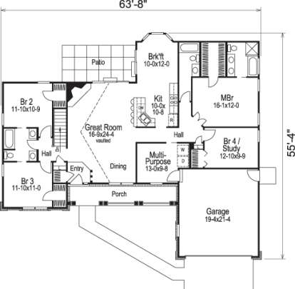 Floorplan 1 for House Plan #5633-00130