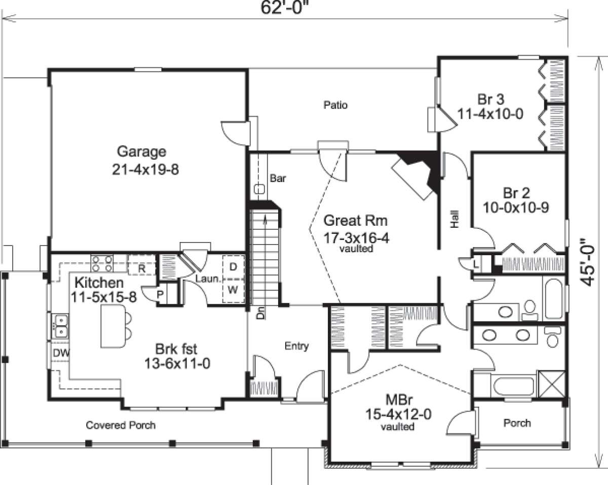 Floorplan 1 for House Plan #5633-00150
