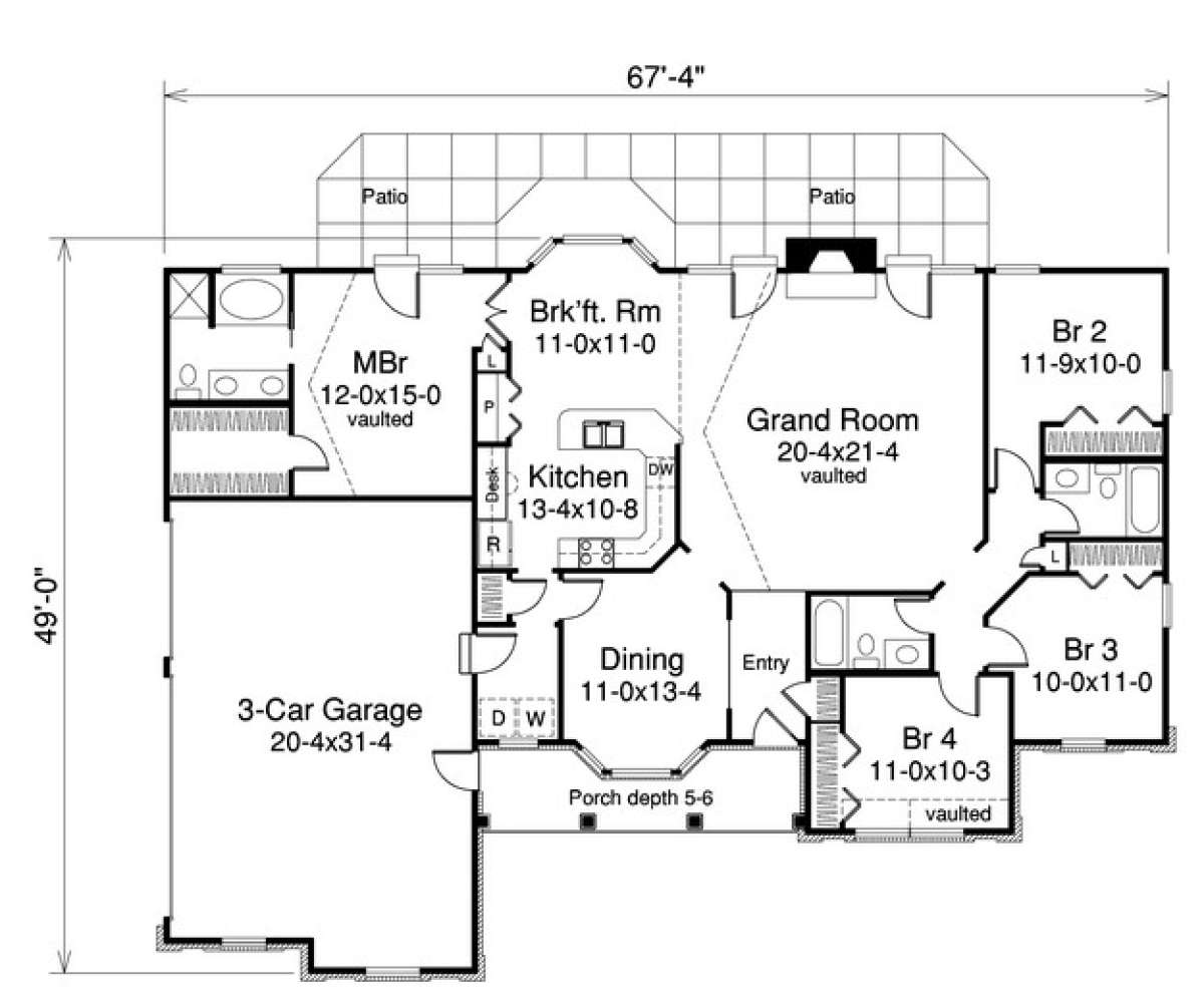 Floorplan 1 for House Plan #5633-00154
