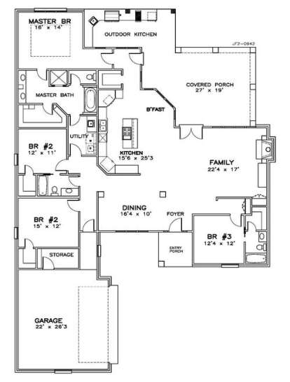 Floorplan 1 for House Plan #6471-00052