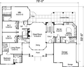 Floorplan 1 for House Plan #5633-00158