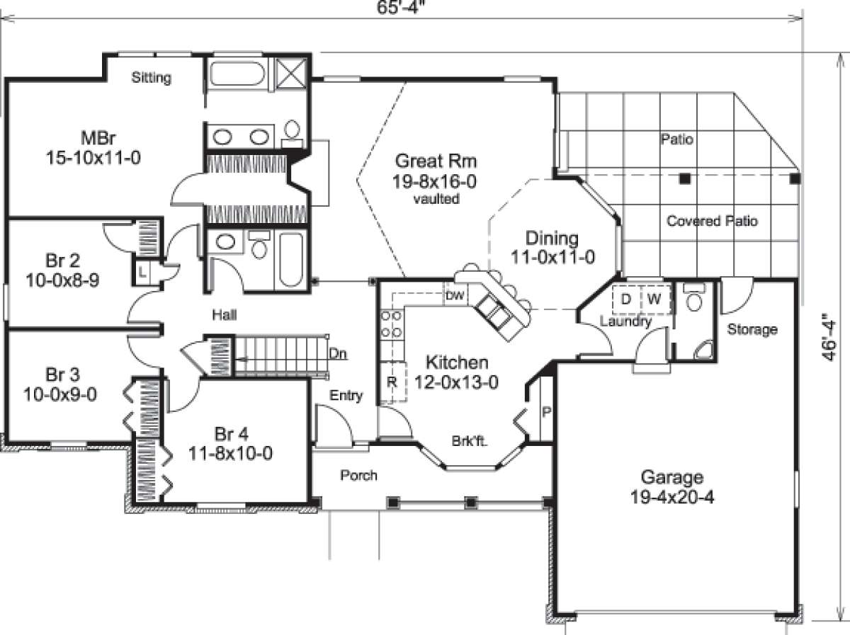Floorplan 1 for House Plan #5633-00165