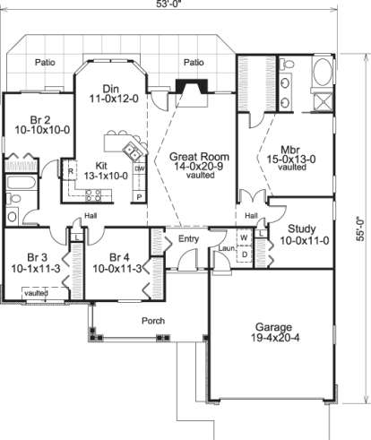 Floorplan1 for House Plan #5633-00169