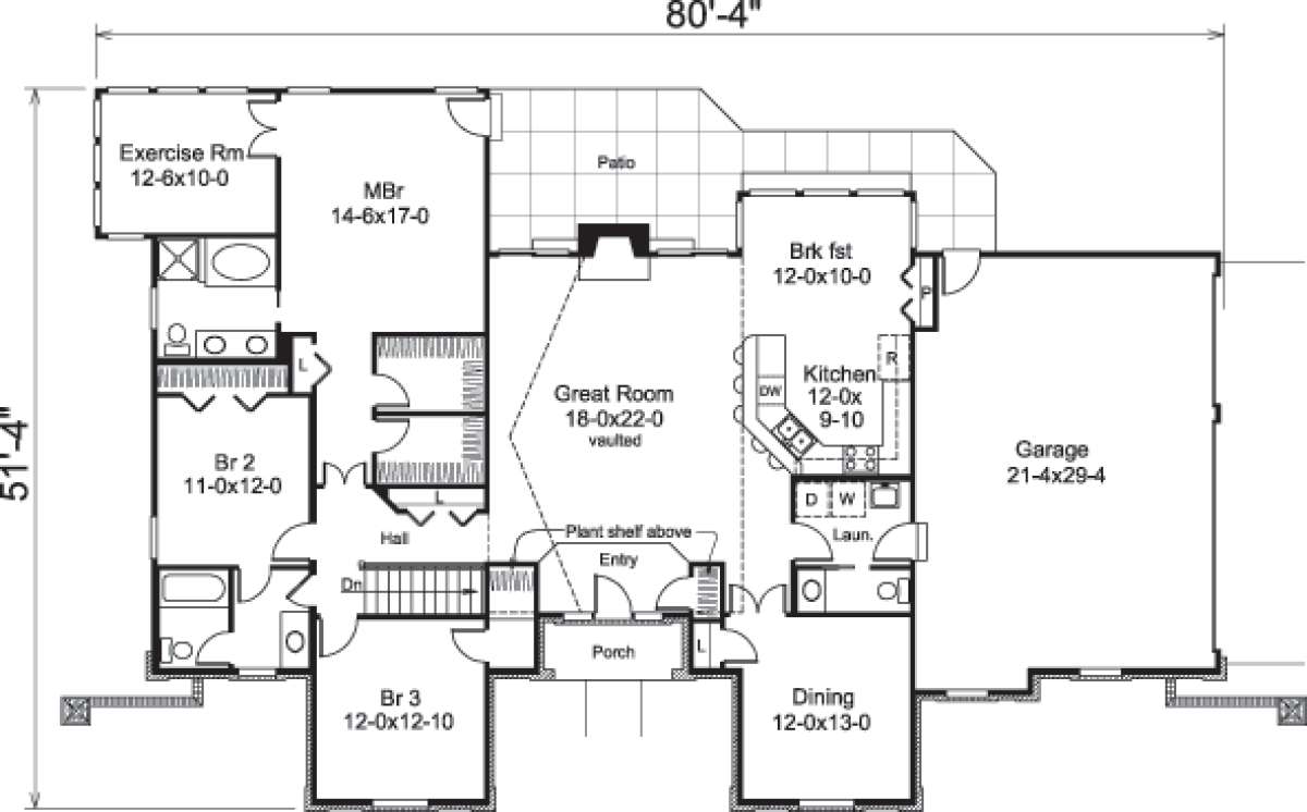 Floorplan 1 for House Plan #5633-00172