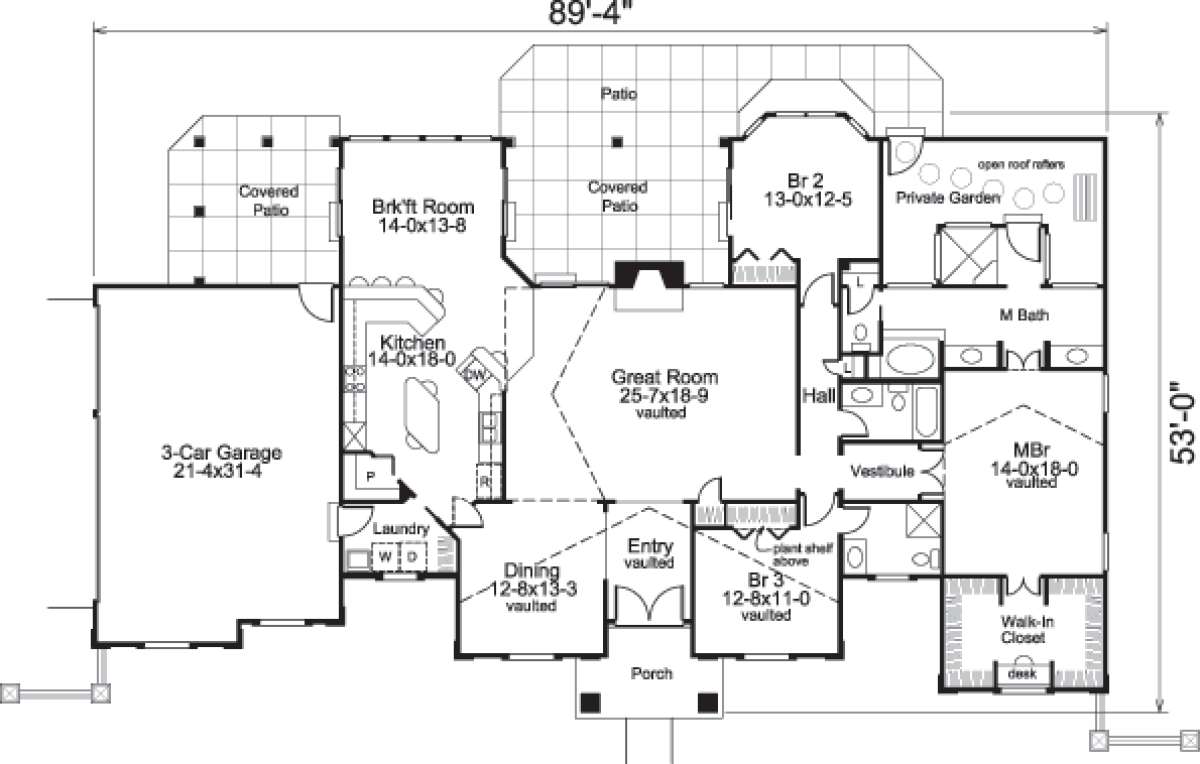 Floorplan 1 for House Plan #5633-00176