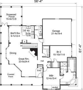 Floorplan 1 for House Plan #5633-00177