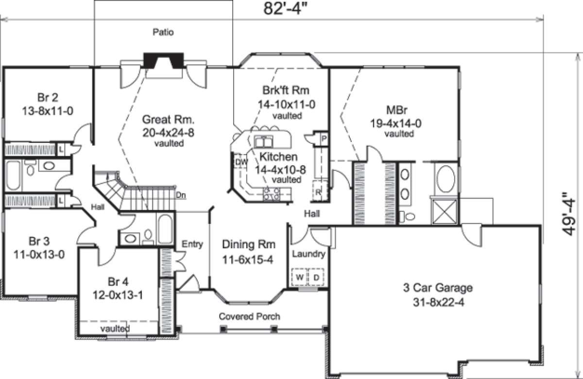 Floorplan 1 for House Plan #5633-00179