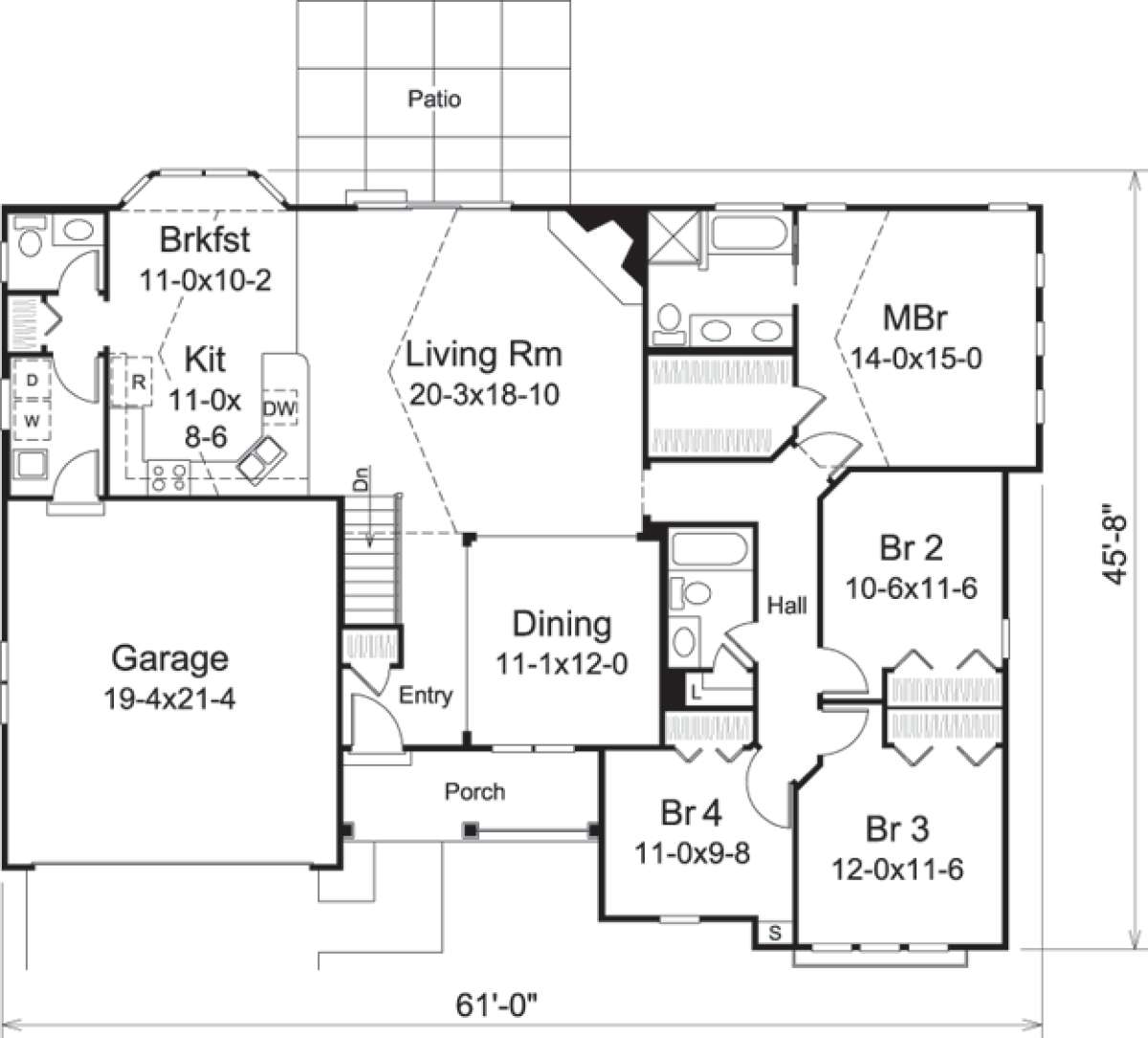 Floorplan 1 for House Plan #5633-00190