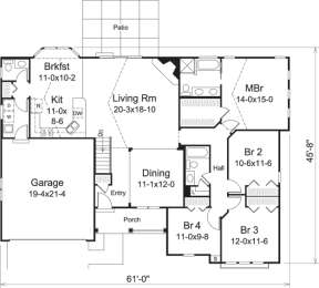 Floorplan 1 for House Plan #5633-00190