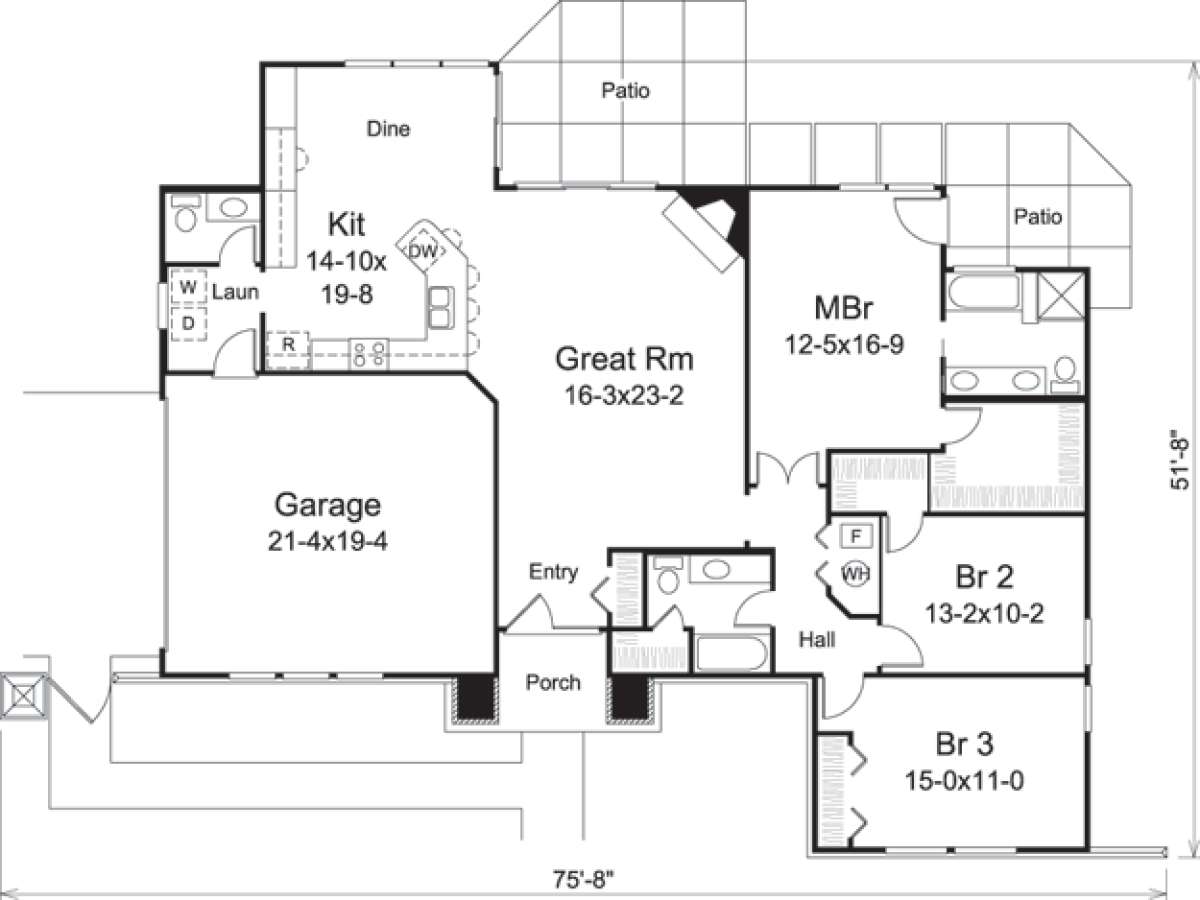 Floorplan 1 for House Plan #5633-00194