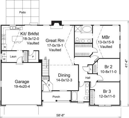 Floorplan 1 for House Plan #5633-00195