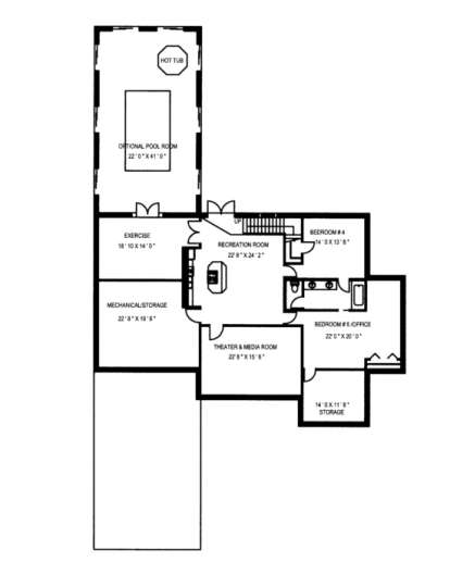 Basement Floor for House Plan #039-00204